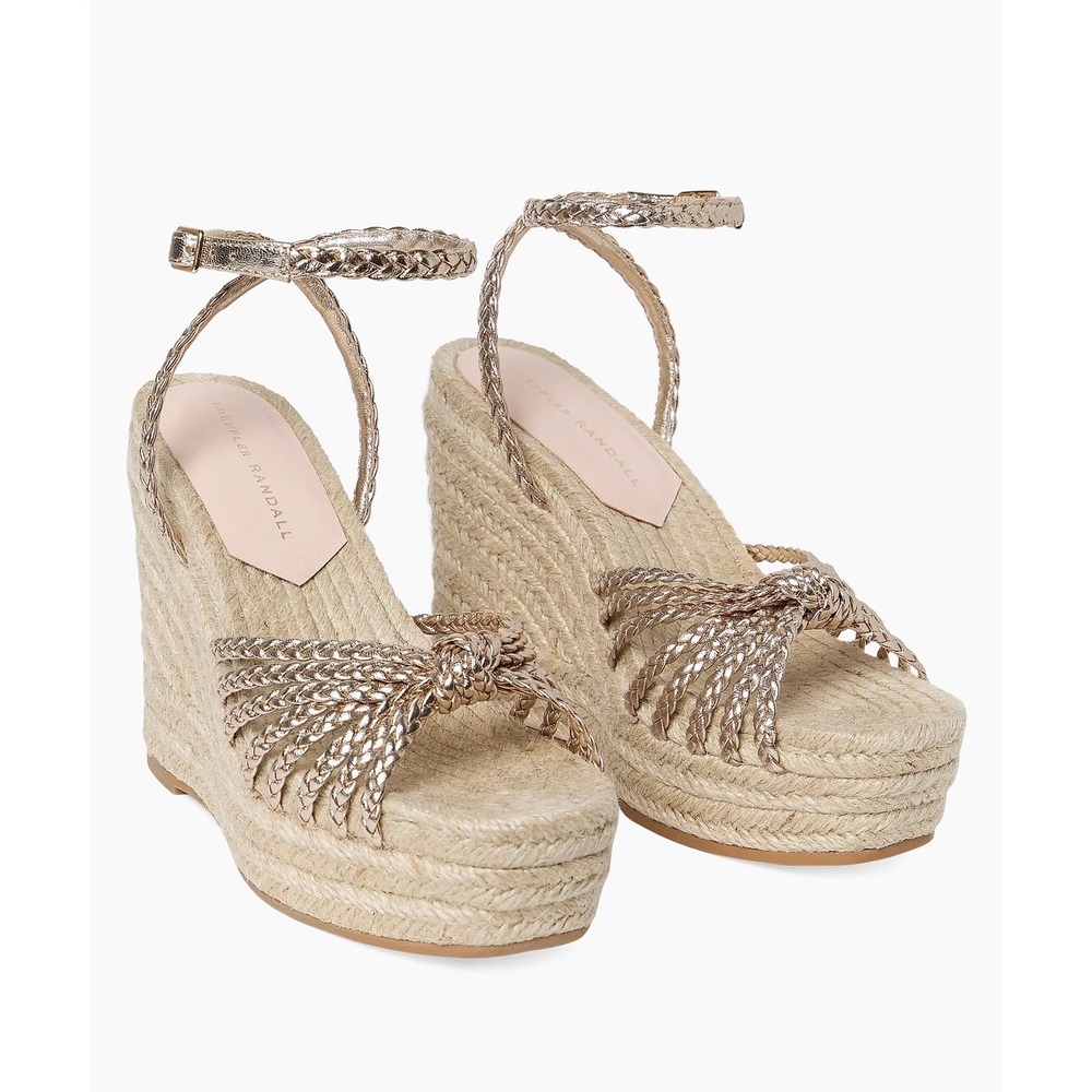 Loeffler Randal Pamela Mignon metallic leather platform wedge sandals in Gold 10 - Picture 14 of 15